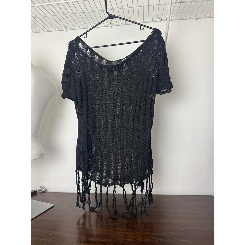 SHEIN Swim Cover with Tassels Oversized Black 2XL - Picture 4 of 6